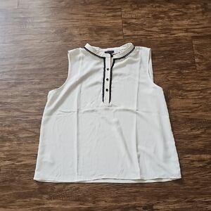 Ann Taylor Factory Ivory Blouse with Black Accents